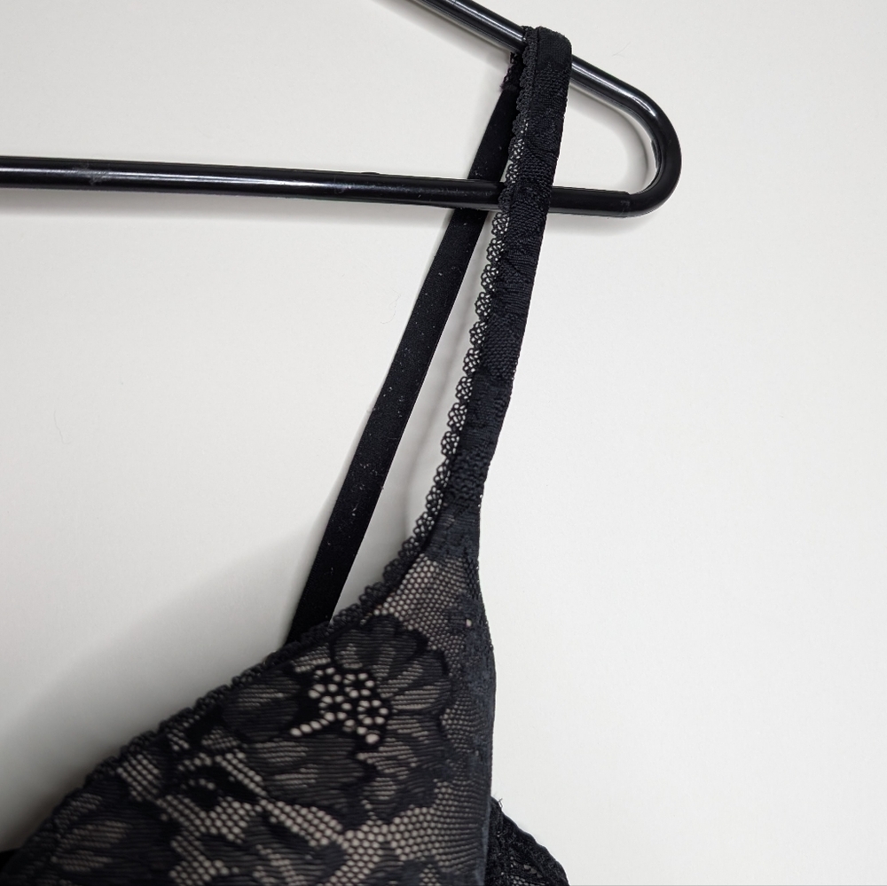 Victoria's Secret Women's Lined Demi Bra Tan with Black Floral Lace Size 34B - Picture 8 of 16